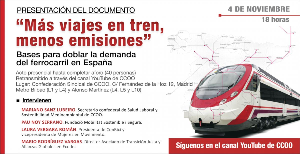 “Más viajes en tren, menos emisiones. Bases para doblar el número de viajeros por ferrocarril en España”
