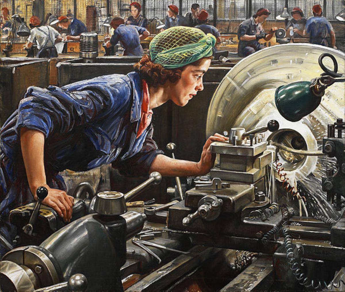 Ruby Loftus Screwing a Breech-ring es una pintura de 1943 de la artista británica Laura Knight que representa a una mujer joven, Ruby Loftus, trabajando en un torno industria