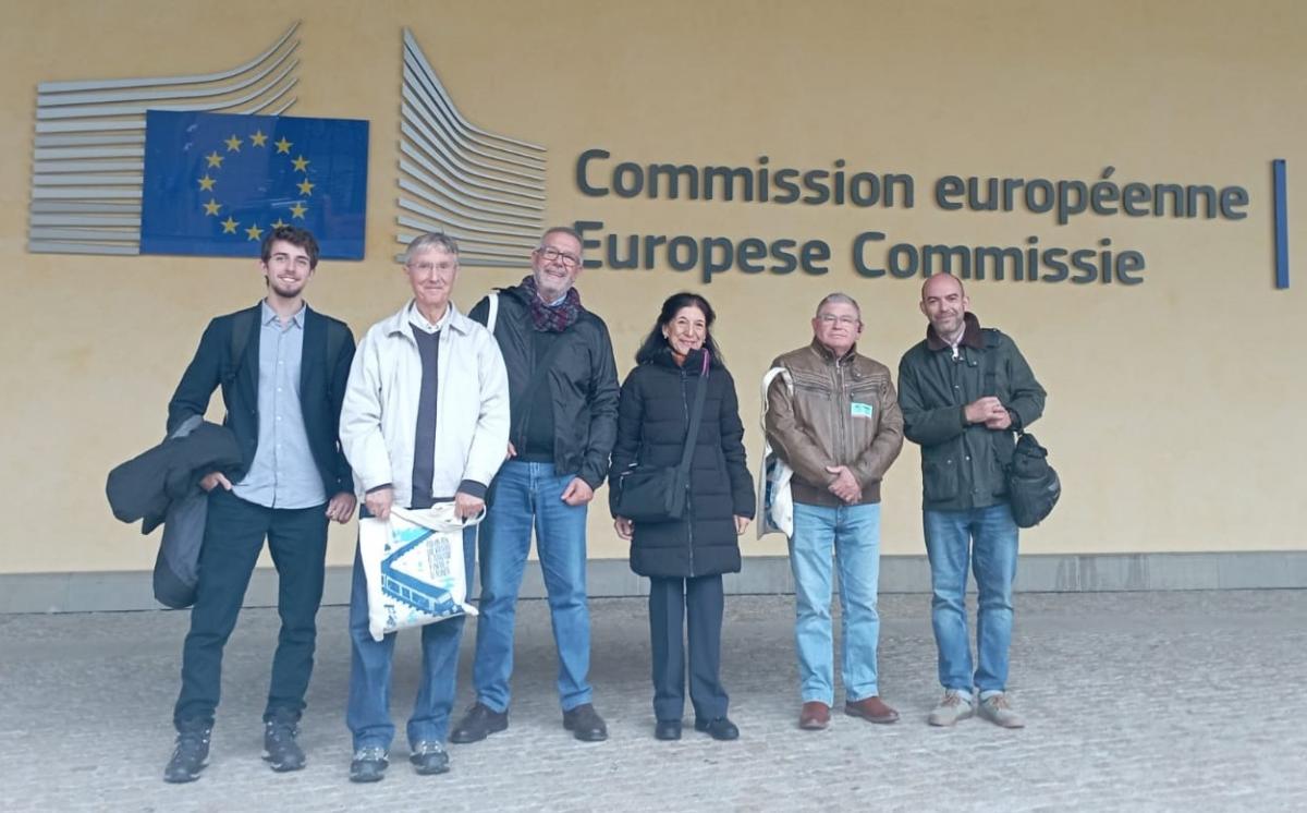 Delegación de las organizaciones de la campaña Tren y Clima en Bruselas